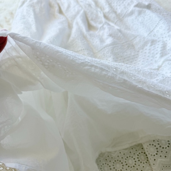 Lucky Brand White Eyelet Tiered Midi Skirt Size M Boho Cottagecore - Picture 13 of 15
